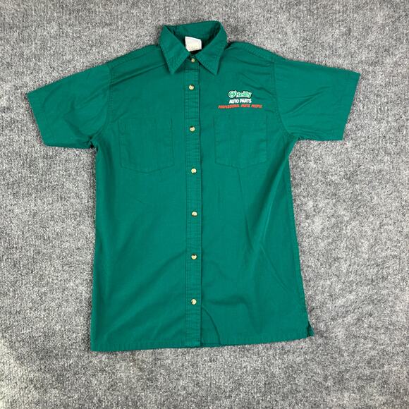 O'Reilly Auto Shirt Womens Small Green Work Uniform Short Sleeve Embroidered Top - Picture 2 of 8